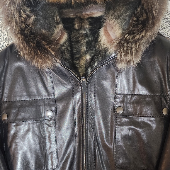 Men’s Premium Kalaev Leather Jacket - Fur LineMen's Black Leather Jacket - Picture 4 of 9